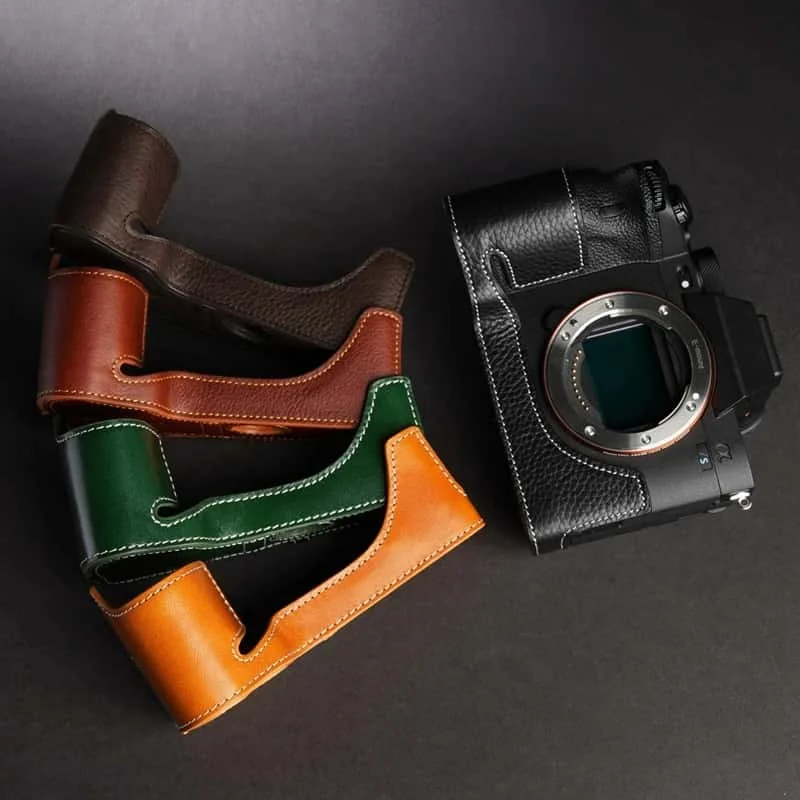 Handmade Genuine Leather Camera Half Case Cover Camera Bodysuit for Sony A7R5 A7M4 A74 A7S3 A1