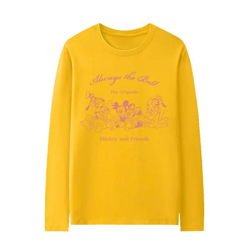 

Women's Disney Mickey Mouse Donald Duck Long Sleeve Tee, Cartoon Anime Print, Casual Couple Tops, Fall Fashion Loose Fit T-shirt