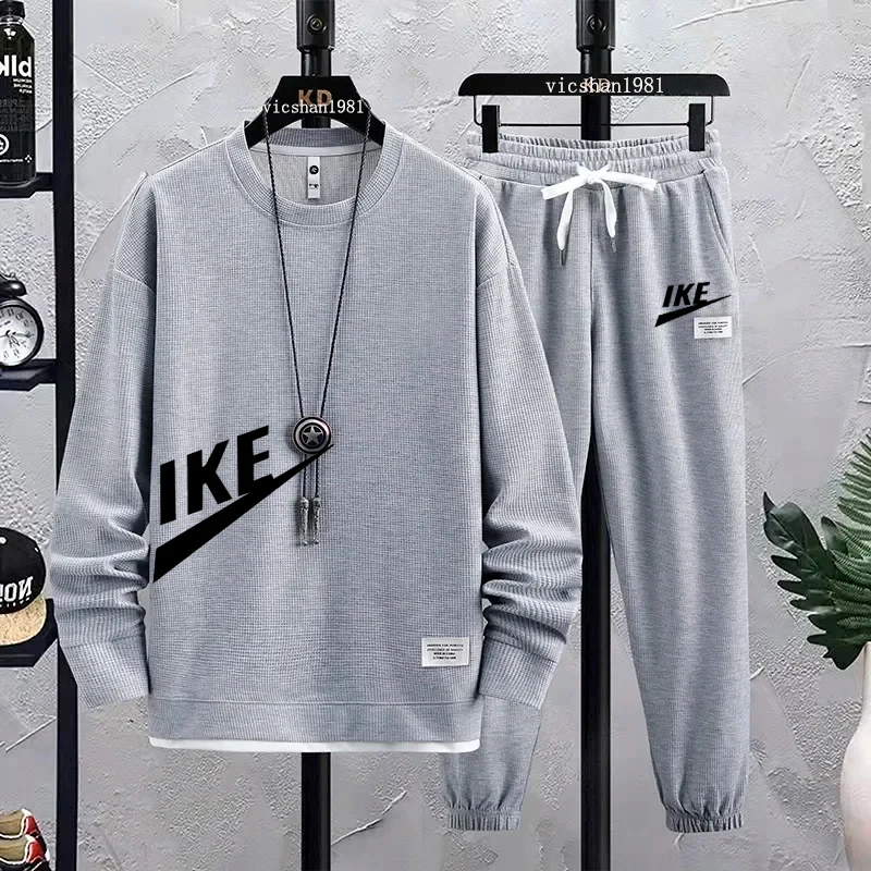 Men's spring and autumn designer clothing round neck T-shirt hoodie + trousers two-piece basketball jogging sportswear suit