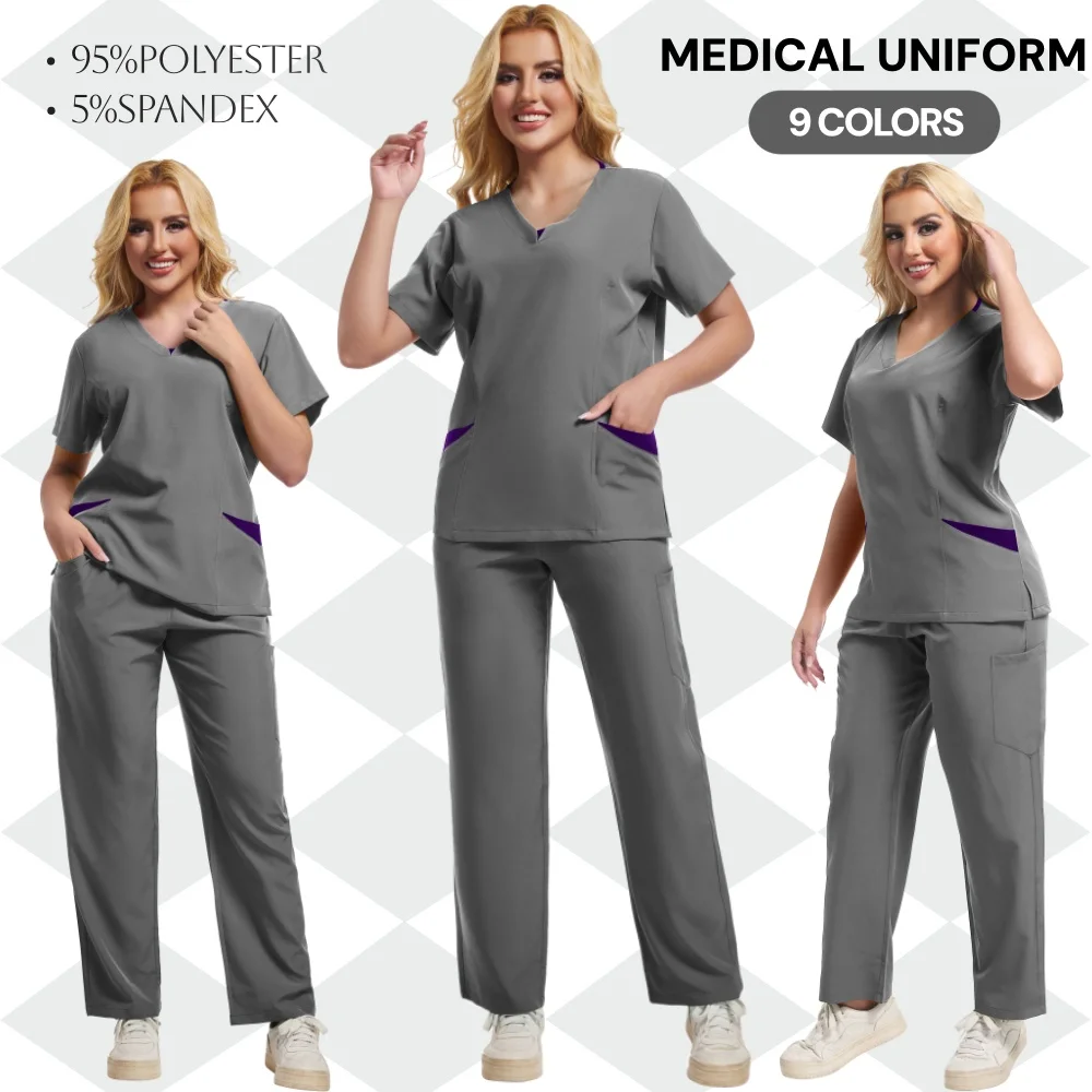 

9-цветная женская униформа для кормления с v-образным вырезом, комплекты медицинской больничной униформы, женская униформа для салона красоты, стоматологической клиники, аптека, спецодежда