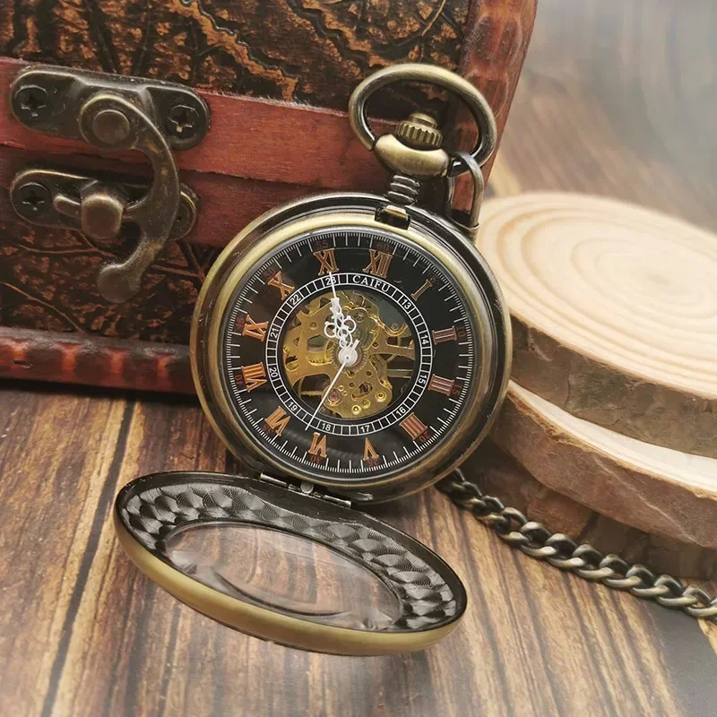 Antique Retro Hollow Mechanical Pocket Watches for Men Women Hand Wind Casual Fashion Necklace Chain Clock Pocket&Fob Watches