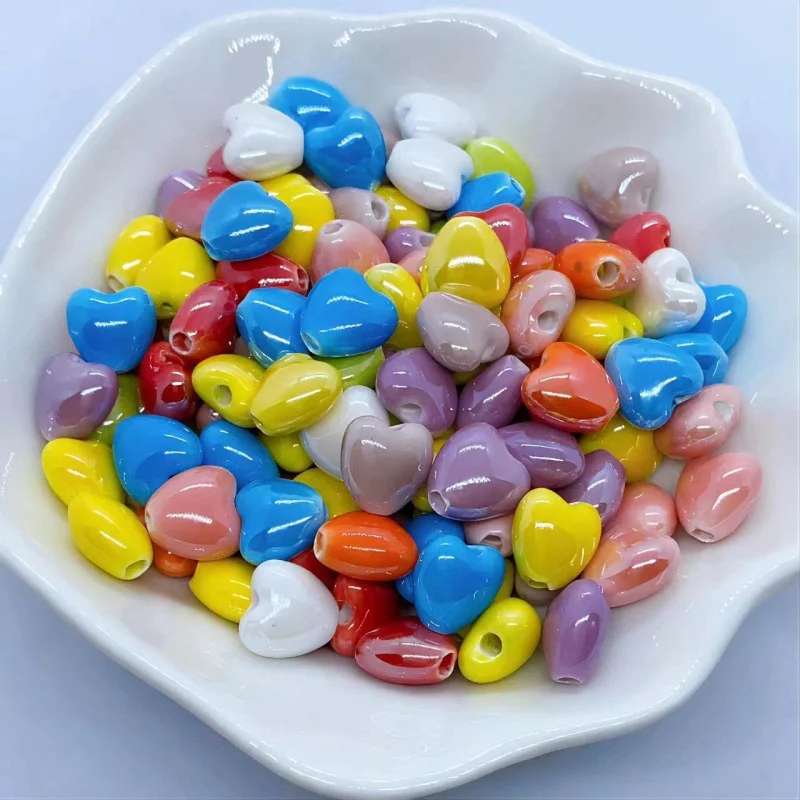 12MM Love Ceramic Beads Peach Heart Loose Beads For Jewelry Making DIY Charms Necklace Bracelet Earring Craft Accessories