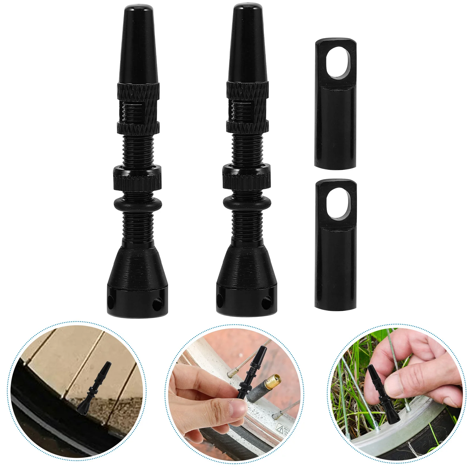 1Set Bike Backflow Tire Valve Stem Tubeless Aluminum Alloy Heavy Duty Replacement Valve Stem for Bicycle Tubeless Tire Repair