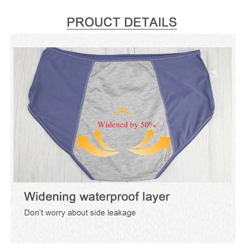 3pcs Leak Proof Menstrual Panties Women Period Cotton Waterproof Briefs Plus Size L-6XL Female Physiological Sanitary Underwear