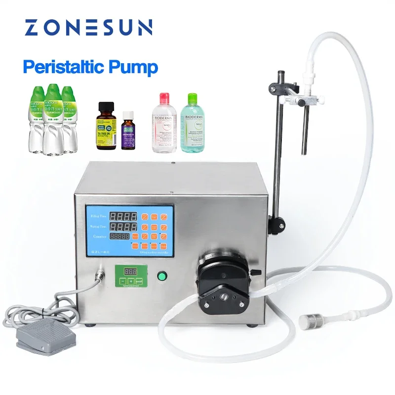 ZONESUN Liquid Filling Machine CNC Semi-auto Peristaltic Pump Bottle Vial Filler Perfume Essential Cosmetics Production ZS-YT80