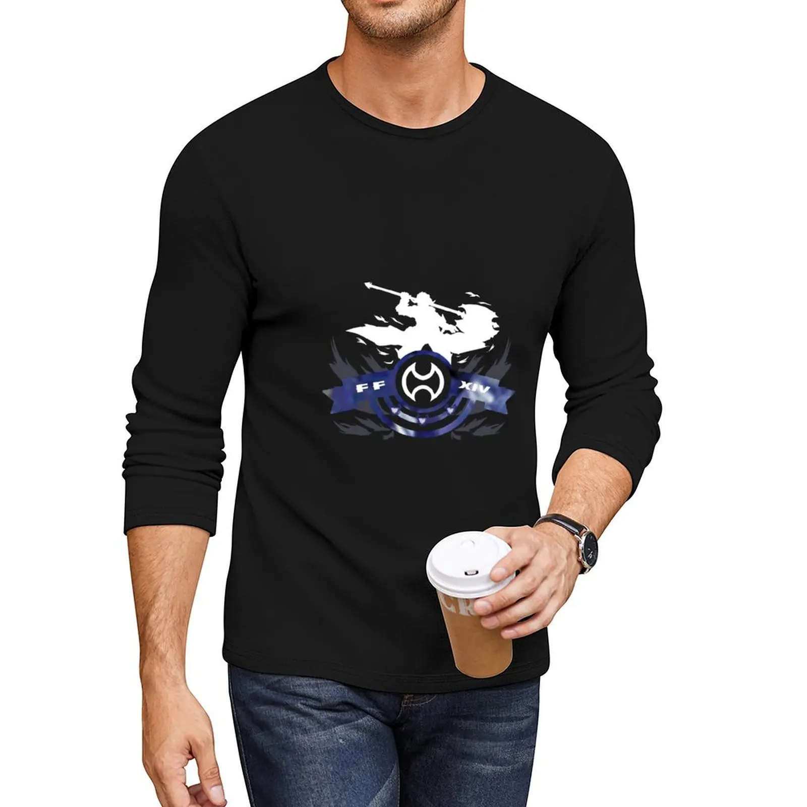 

FFXIV Warrior - Inner Chaos (Blue & White) Long T-Shirt boys t shirts sweat shirt hippie clothes mens champion t shirts