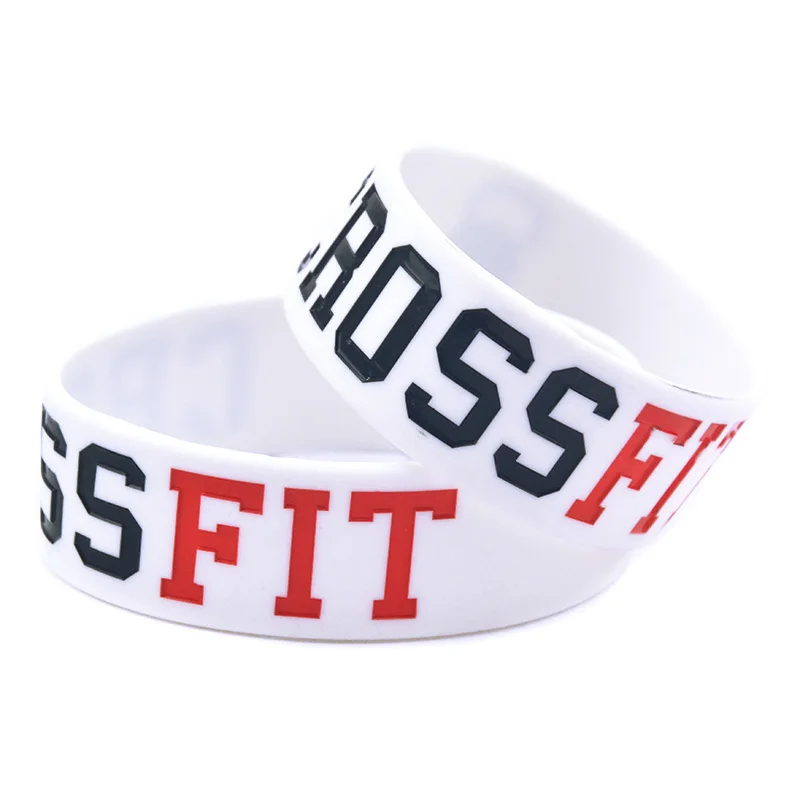 1 PC Crossfit Silicone Wristband One Inch Wide 5 Colors Bracelets Debossed Printed Sport Jewelry Gifts Bangle