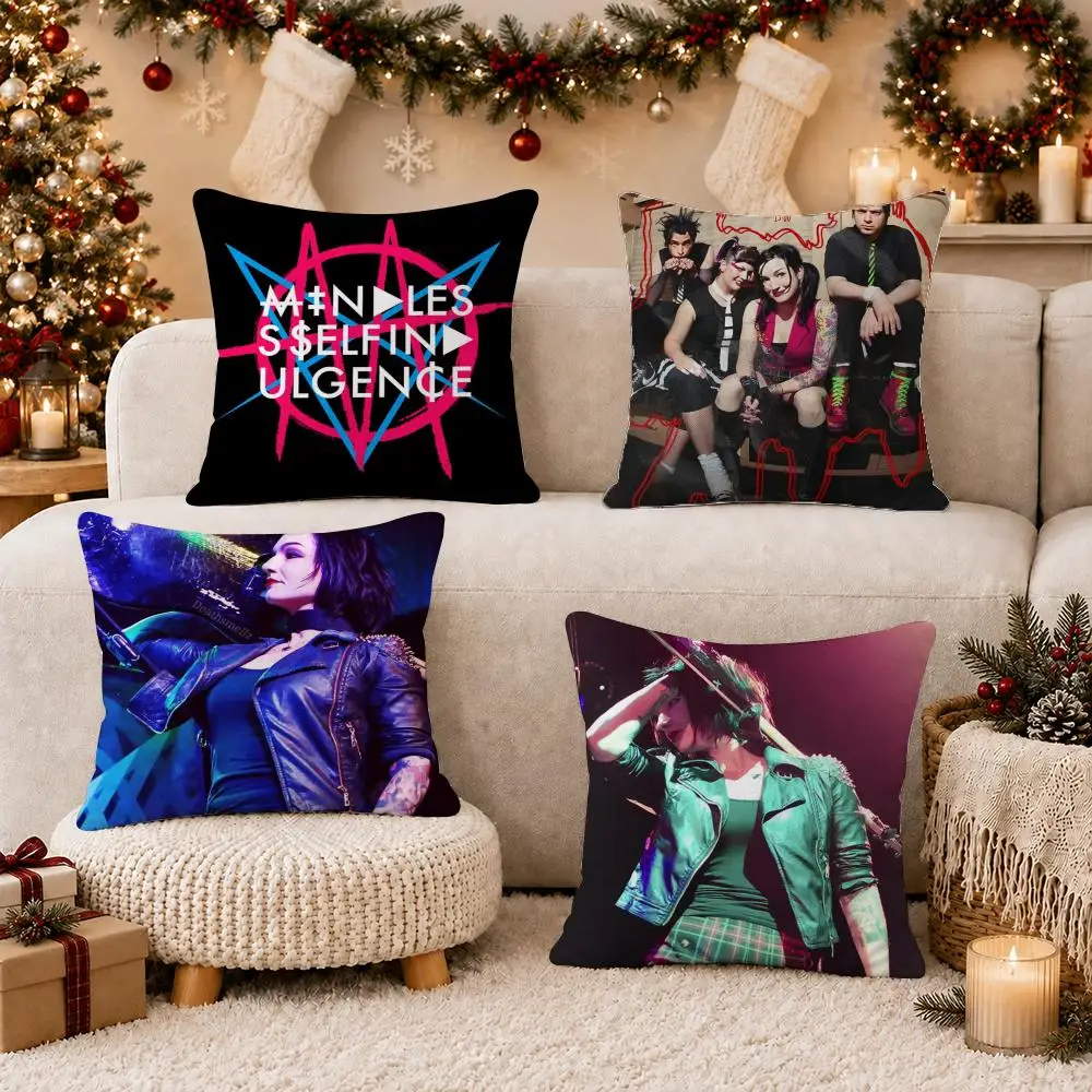 Band M-Mindless Self Indulgence Cushion Cover Soft Short Plush Pillow Case Cushion Cover for Living Room Sofa Decor