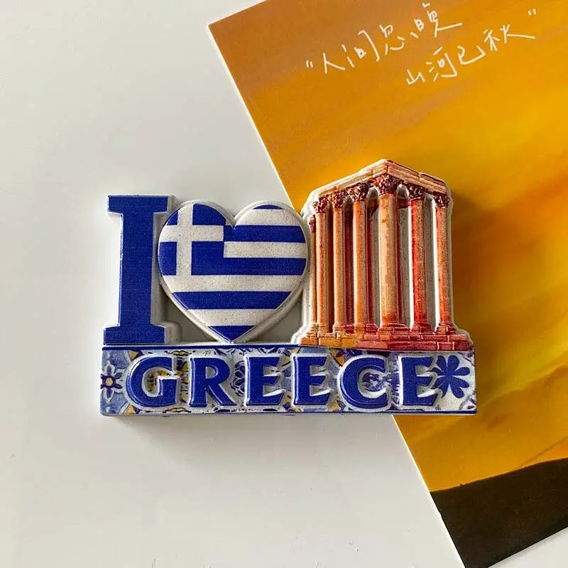 

Greek Flag Acropolis of Athens Internet Celebrity Cultural and Creative Home Decorations3dPainted Refrigerator Magnet Travel Sou