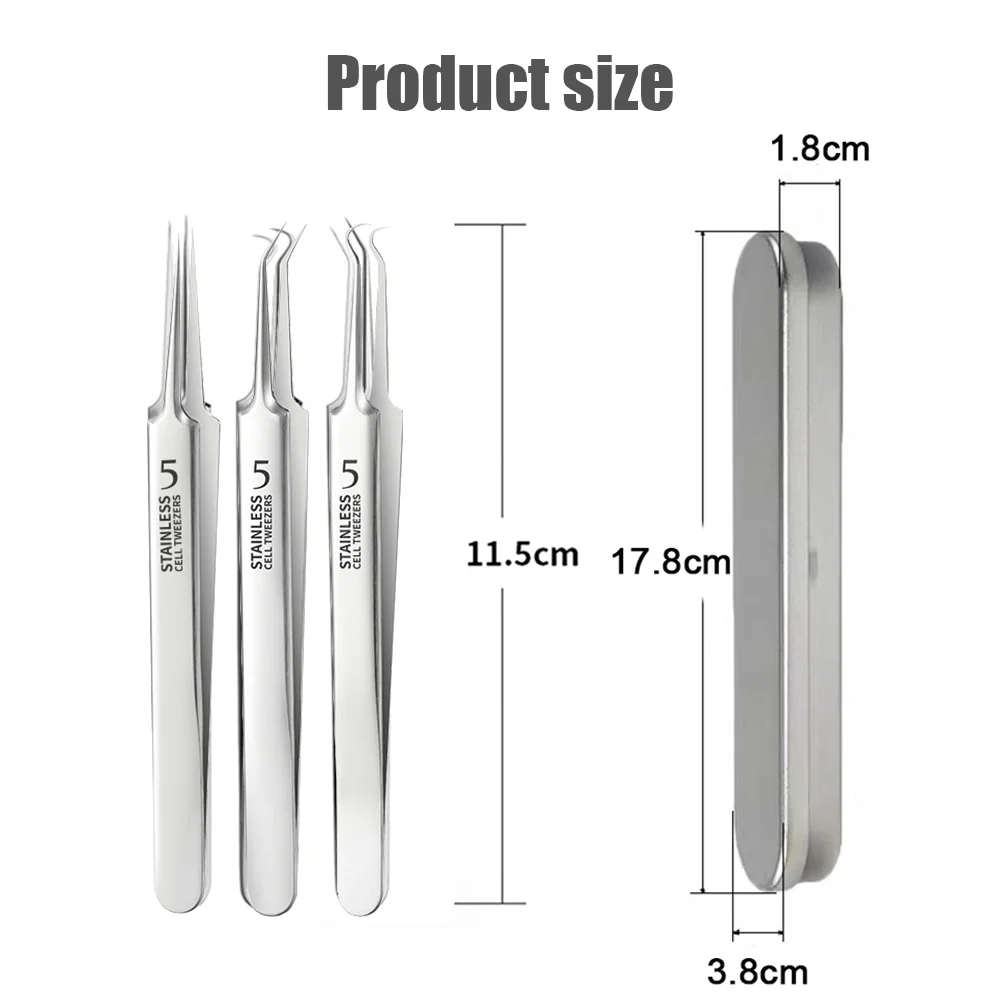 1/2/3pcs Stainless Steel Tweezers German Straight Precision Maintenance Industrial Repair Home Eyebrow DIY Tweezer Tools Set