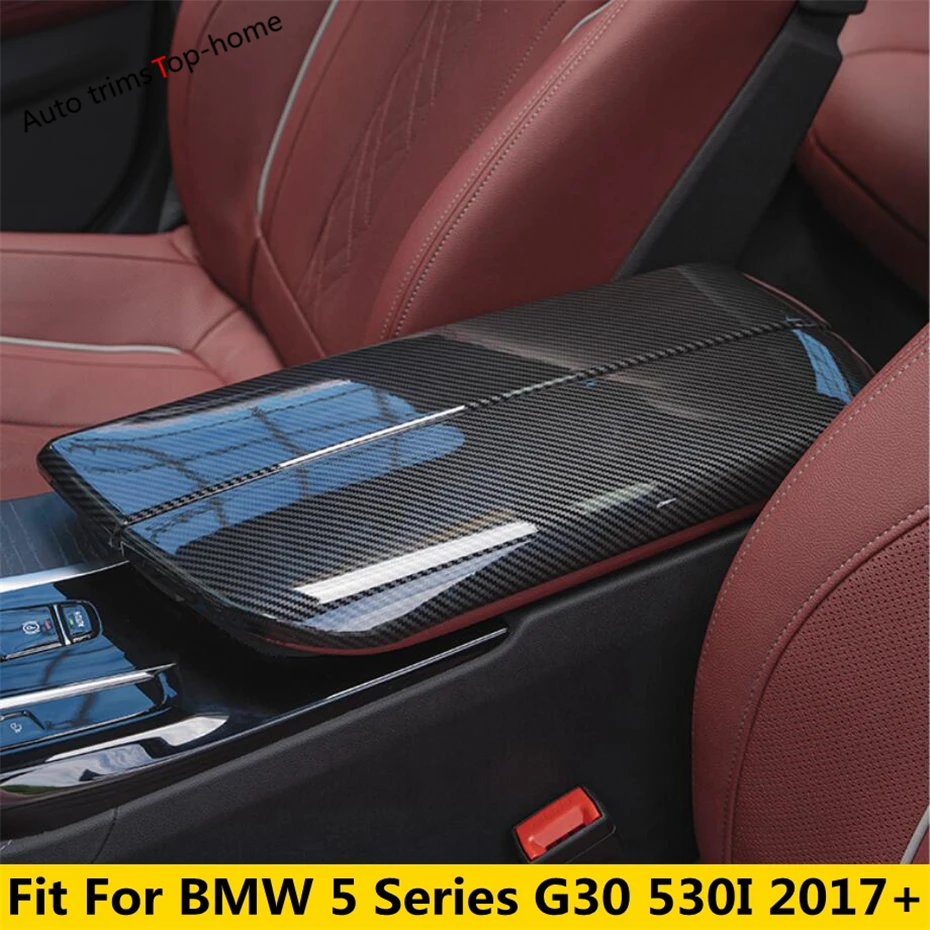 

Center Armrest Box ABS Carbon Fiber Console Storage Decoral Panel Trim Cover Accessories For BMW 5 Series G30 530I 2017 - 2022