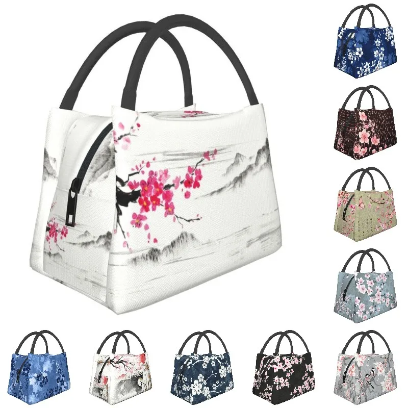 

Sakura Tree Cherry Blossom Thermal Insulated Lunch Bags Women Japanese Flower Resuable Lunch Tote Outdoor Storage Meal Food Box