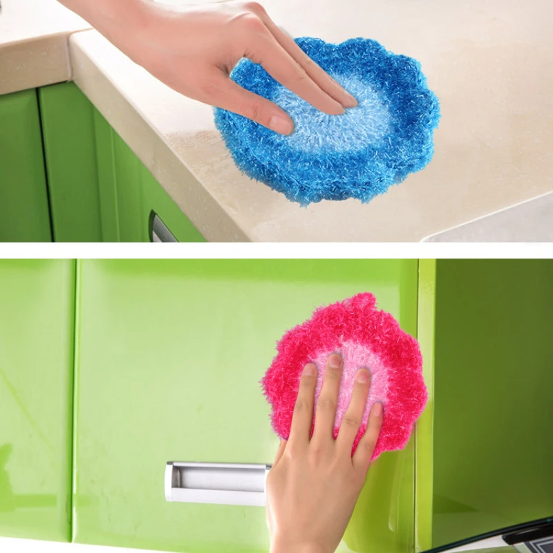 Multifunctional Cleaning Brush Dishwashing Sponge Scouring Pad Kitchen Pot and Bowl Brush Kitchen Cleaning Gadget Random Color