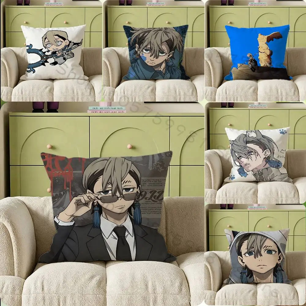 Anime Z-Zanka N-Nijiku Cartoon Print Throw Pillow Cover Square Cushion Case for Living Room Bedroom Decor