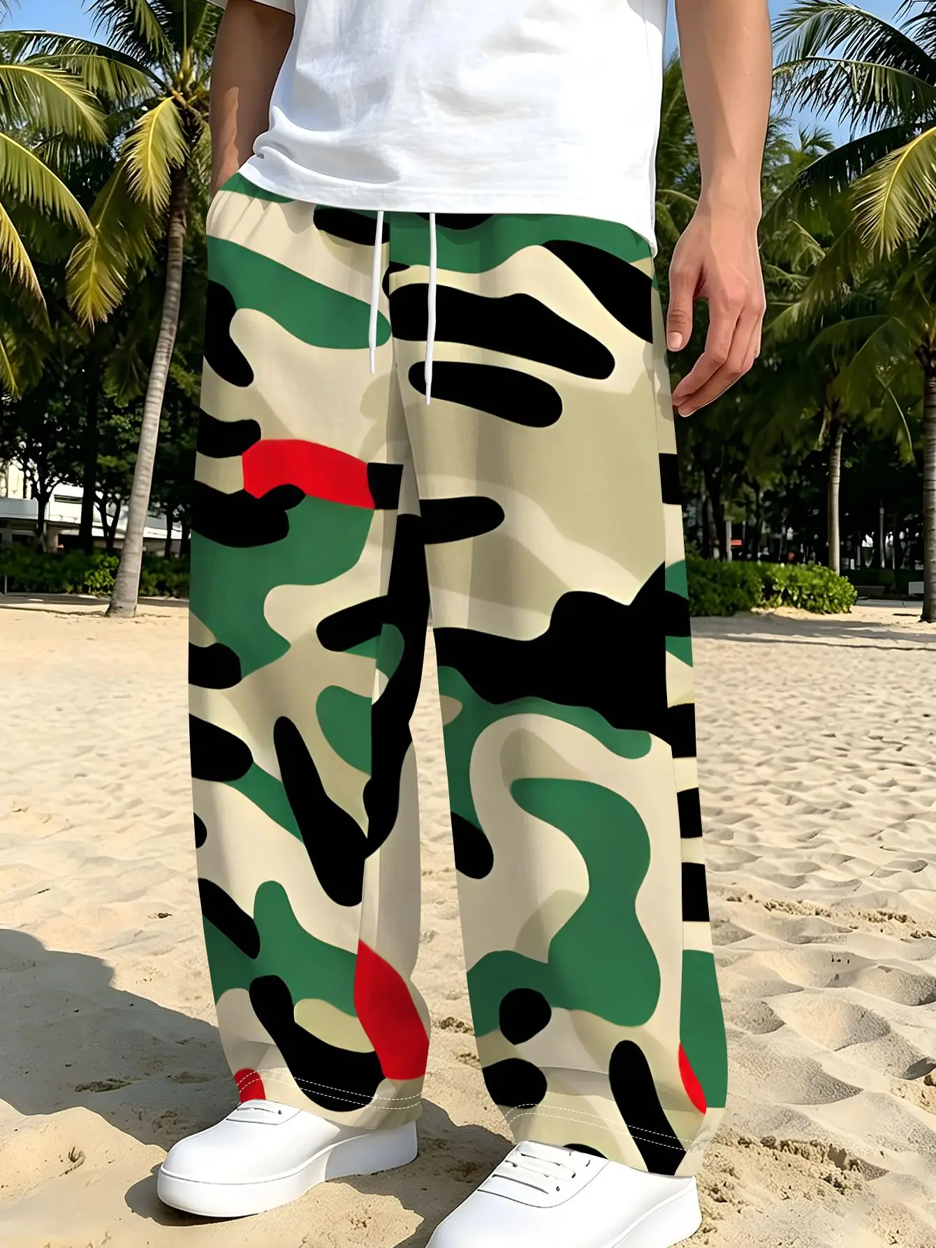 Neuheiten: Abstrakte, geometrische Stammesmuster, gerade geschnittene Hosen, Unisex-Freizeit-Hosen, Retro-Streetwear, für den Alltag, Urlaub und entspannte Anlässe. – Detail 6