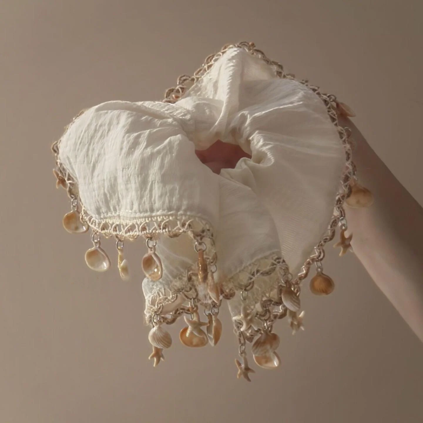 Heavy-Embroidered Starfish Square Scarf Women's Large Size Elastic Hair Ties Fashionable Hair Accessories Bridal Headwear