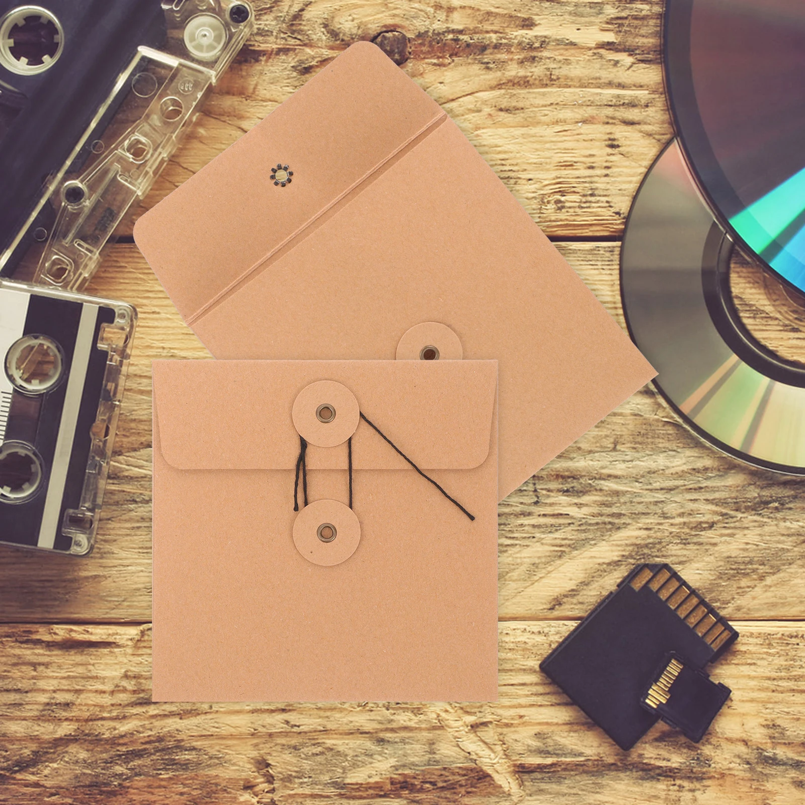 

10 шт., крафт-бумага, конверты для компакт-дисков с DVD-диском, коричневые бумажные рукава, держатель для хранения, защитные упаковочные пакеты, держатель для хранения компакт-дисков и DVD