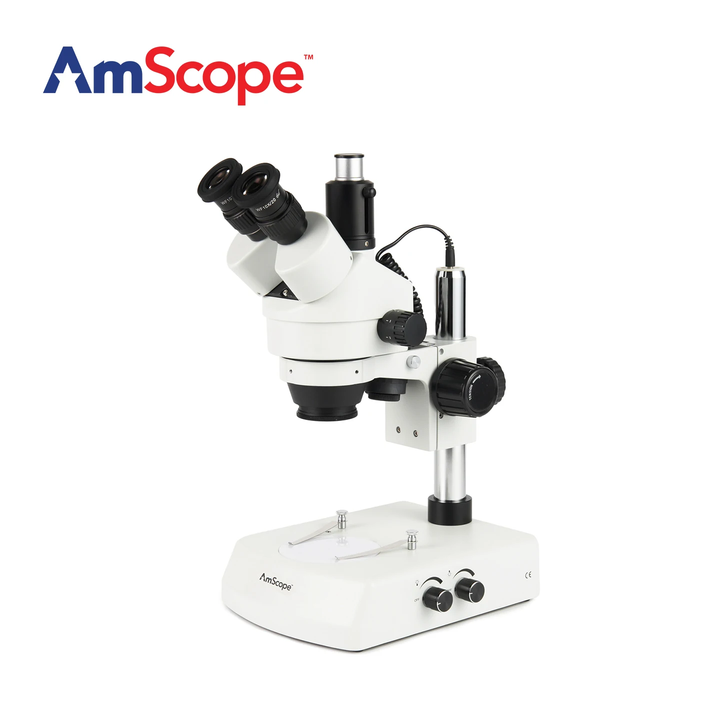 AmScope SM-2 Serie Trinokulares Stereomikroskop auf Säulenständer mit Doppel-Halogenbeleuchtung