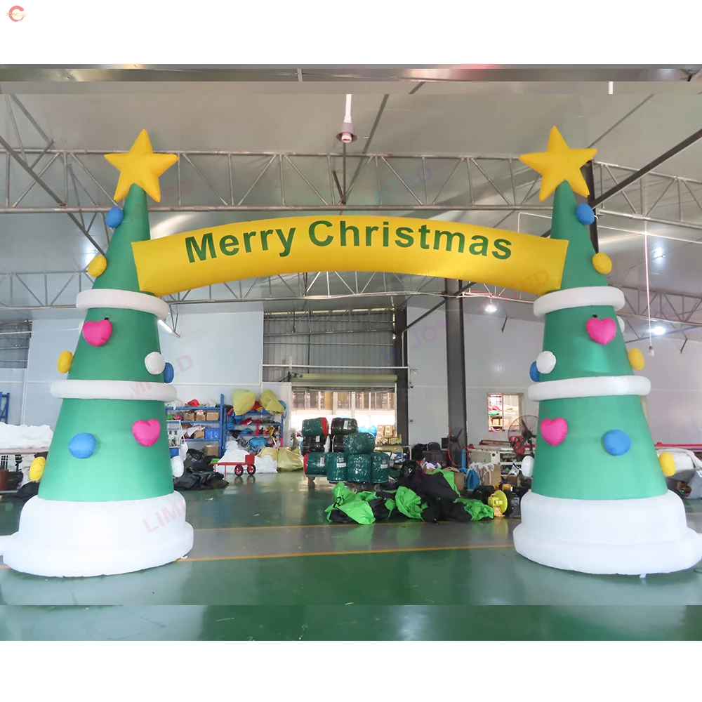 Fast Shipping Advertising Christmas Tree Inflatable Archway Christmas Inflatable Arch Entrance with Blower for Sale