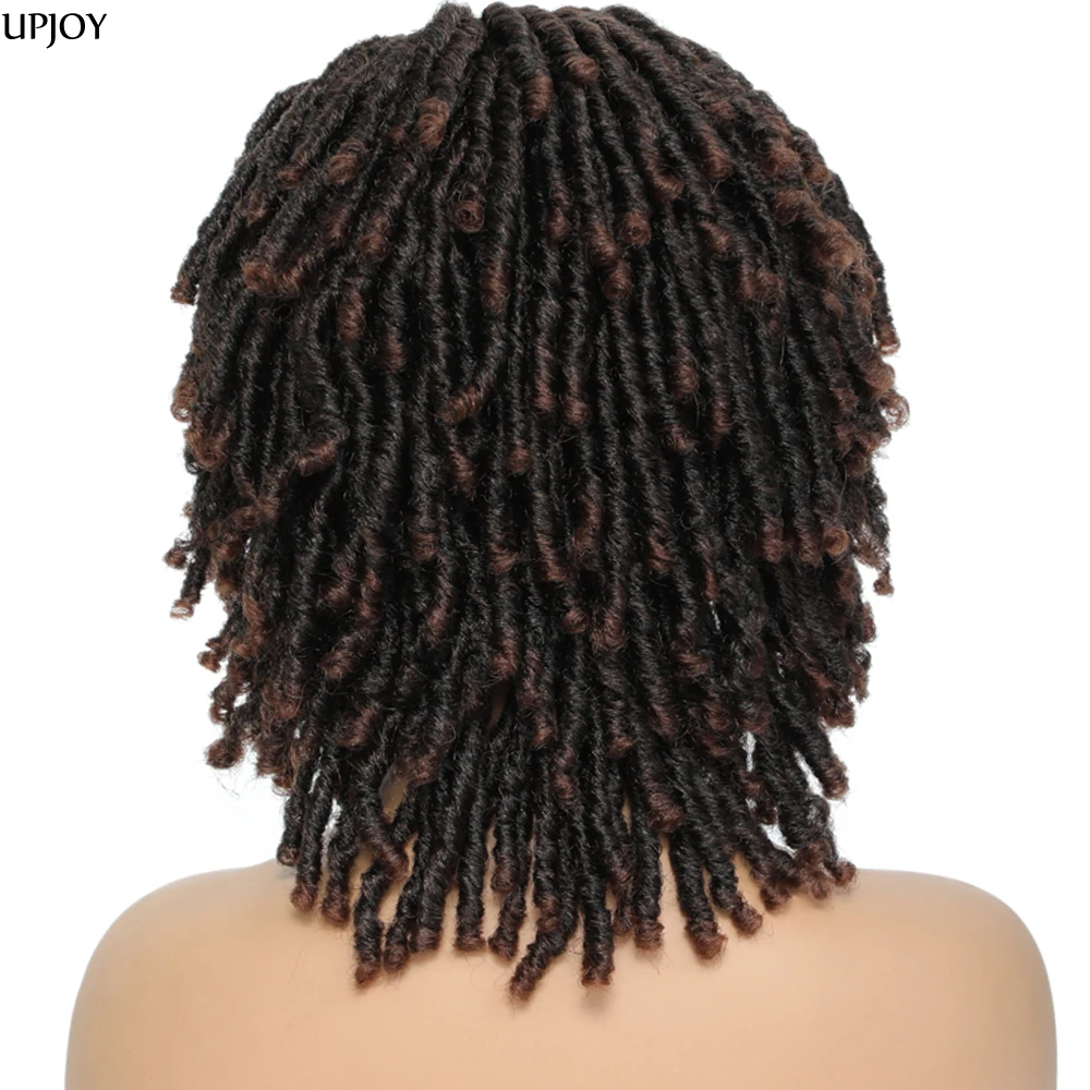 Perucas de cabelo de crochê curto falso locs para mulheres negras sintéticas ombre 1b 27 dreadlocks peruca de cabelo com cachecol de seda gelo perucas