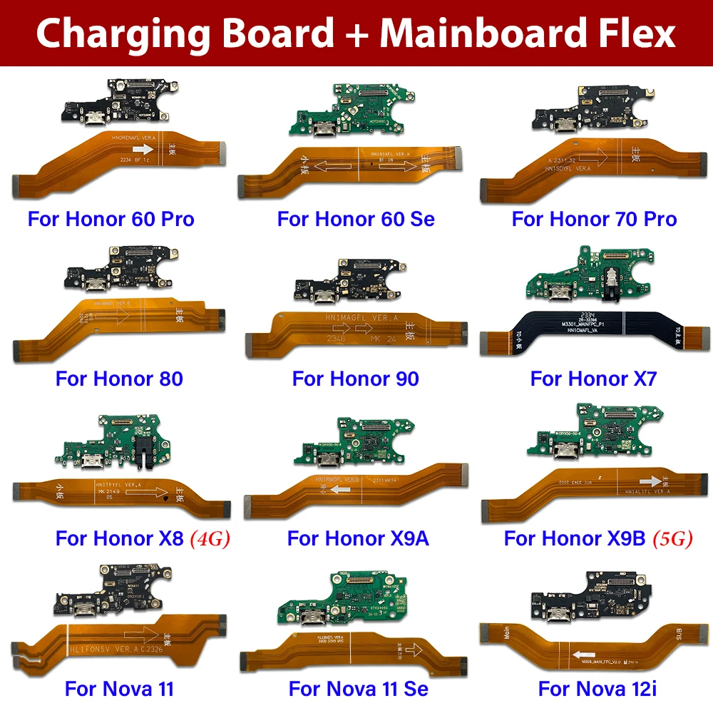 

NEWFor Huawei Honor 60 70 80 90 Pro X7 X8 X9A X9B Nova 10 11 Se 12i Y91 USB Port Jack Dock Connector Charging Board Flex Cable