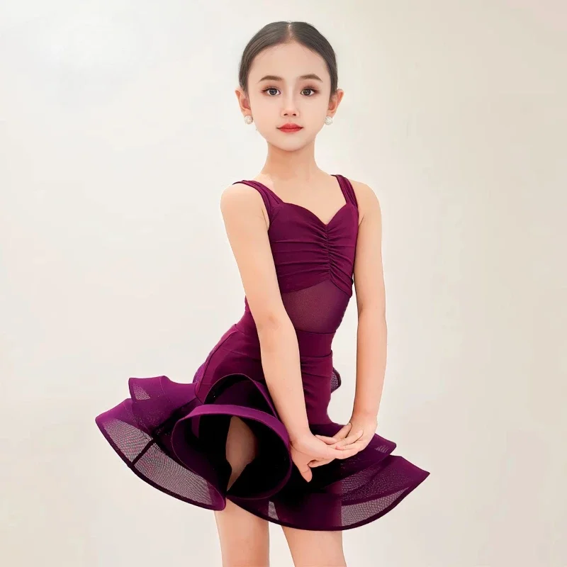 

New Latin dance costumes for children, high-end practice costumes for girls, and children's Latin dance costumes