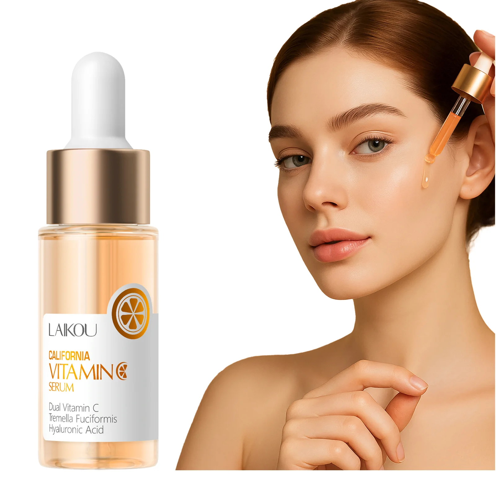 LAIKOU-suero de vitamina C, ácido hialurónico para el rostro, suero de colágeno, reafirmante, decoloración de líneas finas, esencia antienvejecimiento, cuidado de la piel, 17ml
