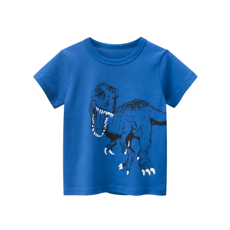 Brand Summer New 2024 Kids Clothes Short Sleeve Cartoon Dinosaur T-Shirt Boys Fashion O-Neck Cotton Top Tees Dropshipping