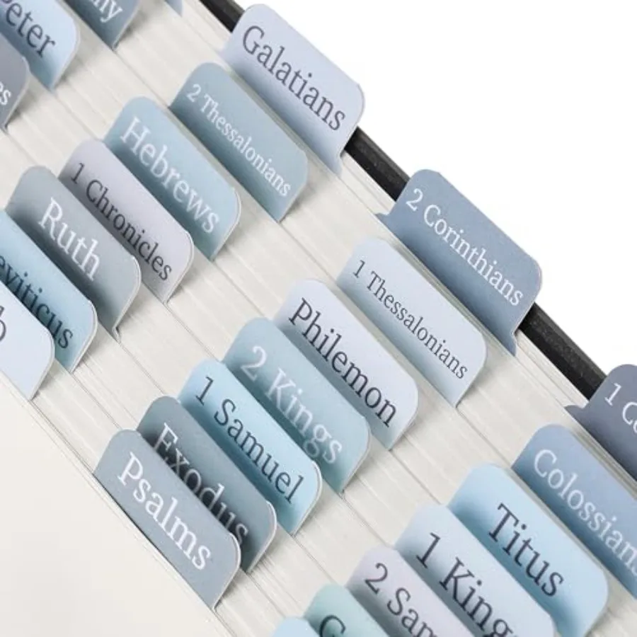 

Laminated Bible Tabs, 75 pcs, Easy-to-Read and Apply, Tear Resistant Index Tabs for Women and Men, Bible Study, Journaling, Pra