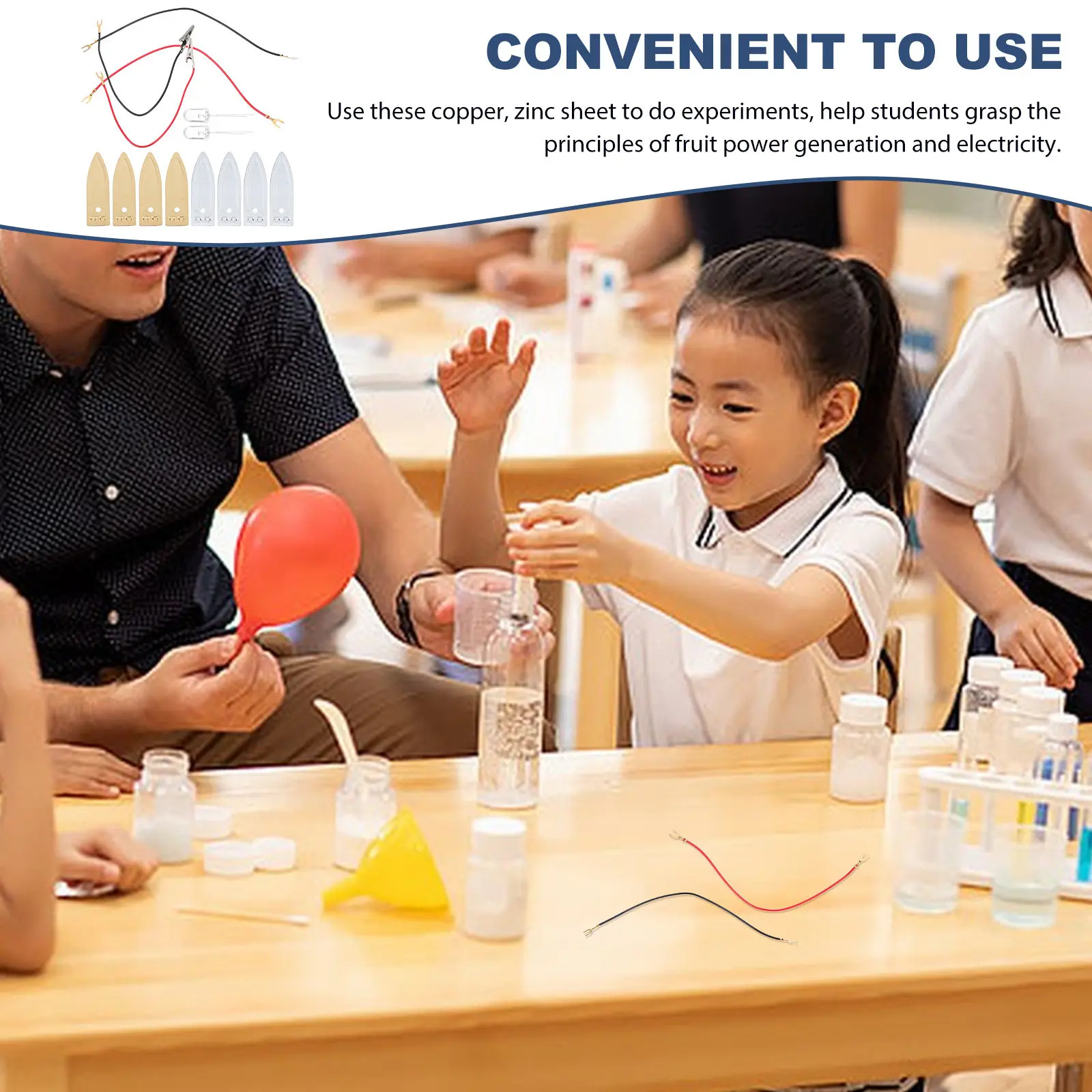1Set Zinc Copper Anode Strips Fruit Battery Experiment Plates for Science Education Hands-on Experiment Supplies