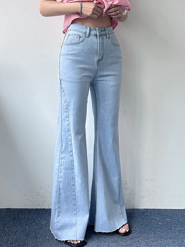 High Waist Bell Bottom Jeans Women's Thin Elastic Slimming Long Pants Spring Summer Fashion Korean Style Casual Versatile