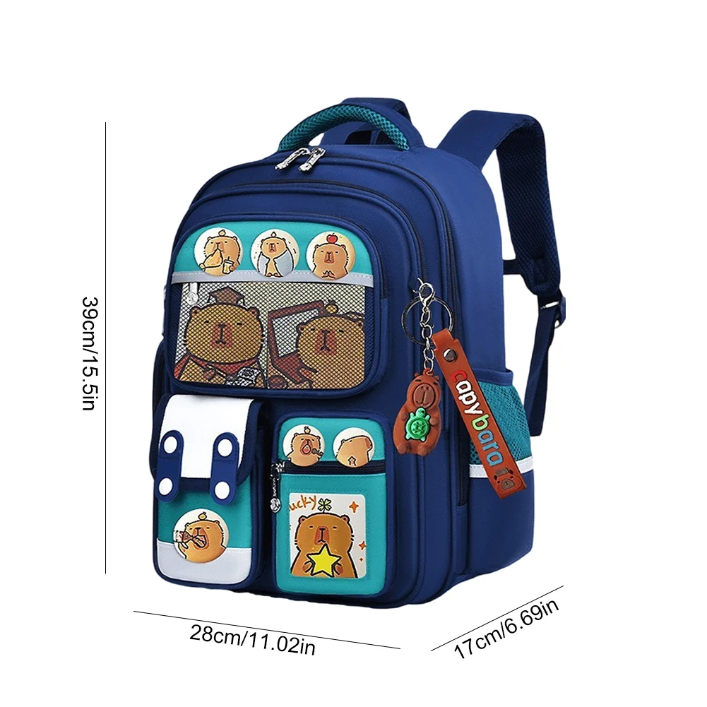 Tas Sekolah Capybara Kawaii Kapasitas Besar Ransel Harian Menggemaskan Multi Saku Kain Oxford Ransel Perjalanan Liburan