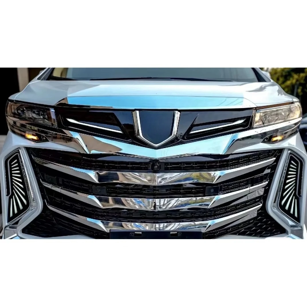 for Alphard 2019-On Anh30 Facelift Body Kit to Alphard Century Hawk Black Chrome Electroplating Grill Kits