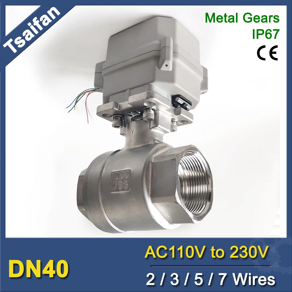 DN40 Full Bore Electric Actuated BALL Control Valve NSF AC110V to 230V Motor Control Valve Spring Return with IP67 CE Certified