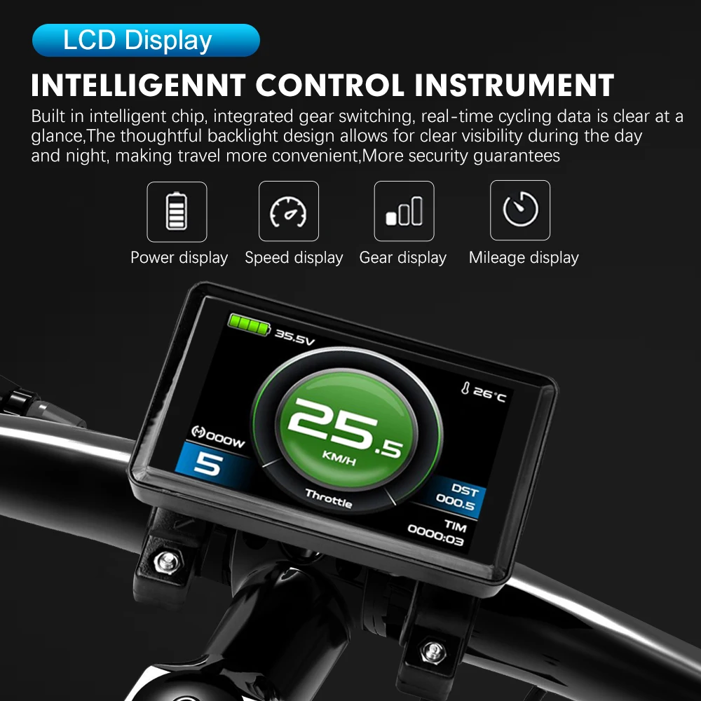 Ebike عرض KT TF02H عرض 24V36V48V دراجة كهربائية Kunteng لوحة تحكم ذكية عرض لمجموعة محرك الدراجة الكهربائية #4