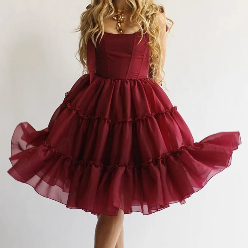 Cute Ruffles Multi-layers Goth Lolita Dress Kawaii Girl Birthday Party Ball Gown Dress Women Vintage Tie Up Strap A-line Dress