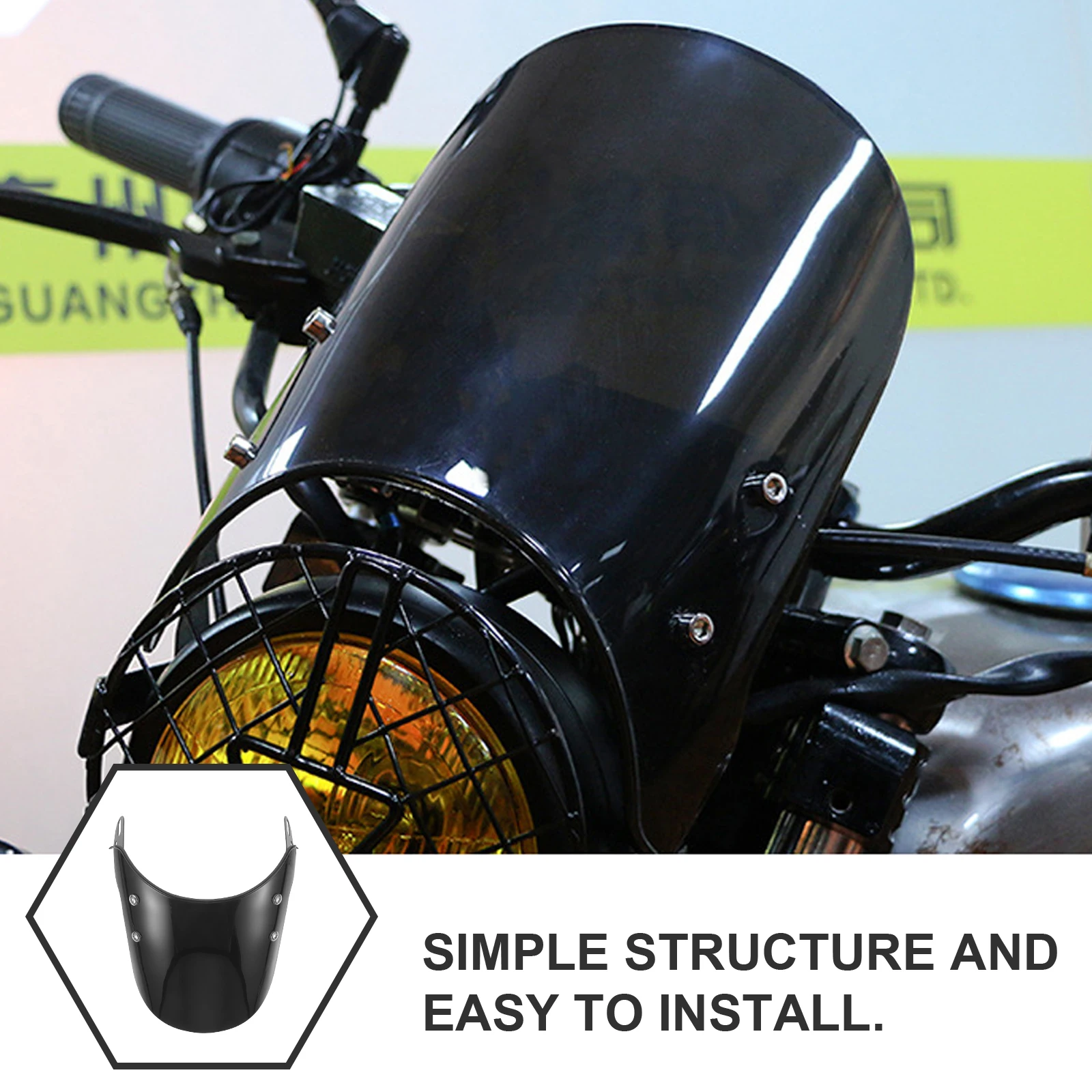 

Vintage Motorcycle Windshield Universal Fit Black Motorbike Windscreen Deflector Front Hand Durable Replacement For Most Bikes