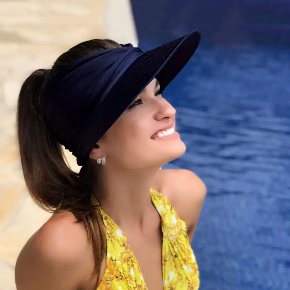 Sun Hat for Women Anti UV Wide Brim Visor Hat Pleats Sun Ladies Foldable Beach Vacation Summer Sun Hats