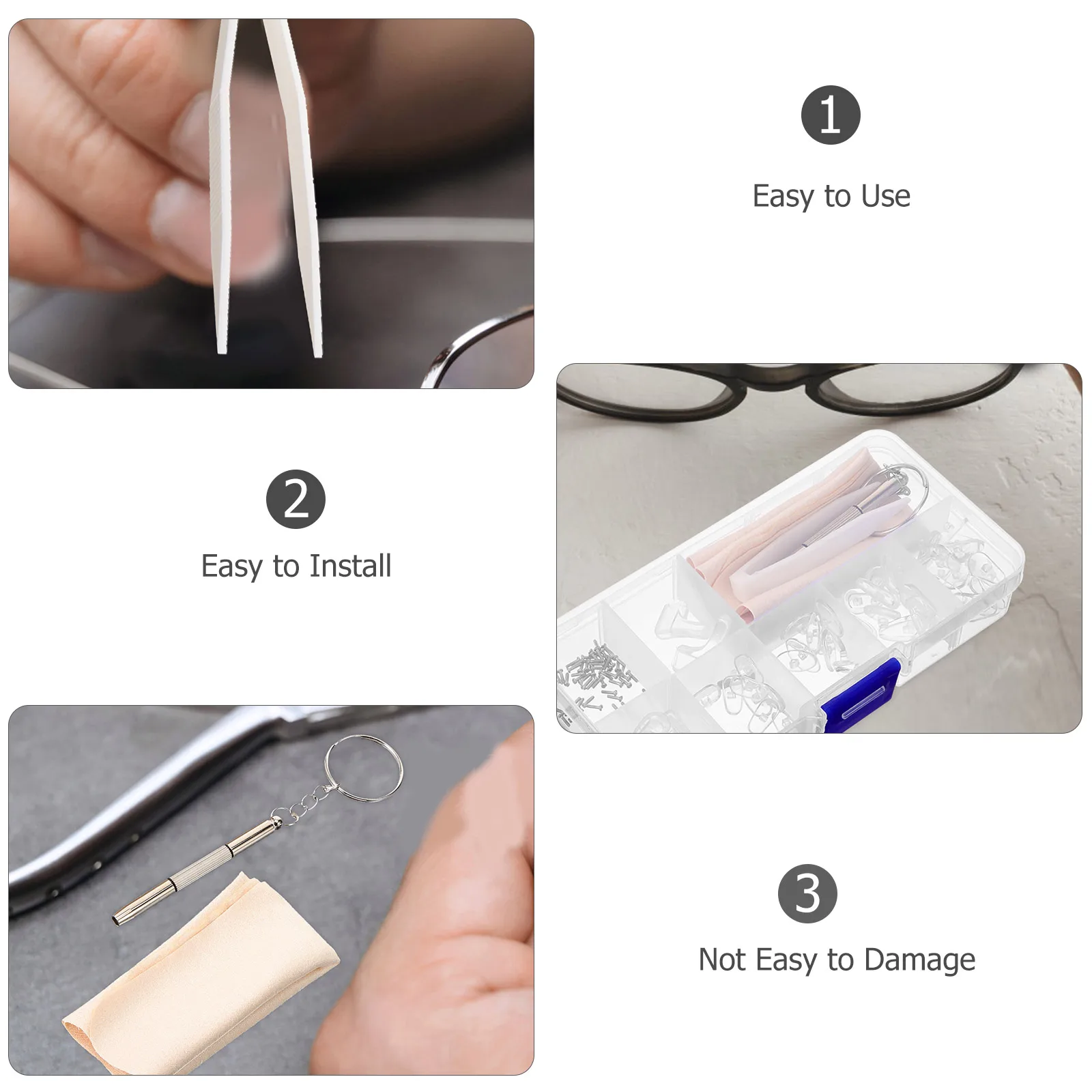 

1 set 1 set Nose Pads Set Eyeglasses Silicone Cushions Bridge Screwdriver Screws Repair Tools Accessories Plastic Frames Glasses