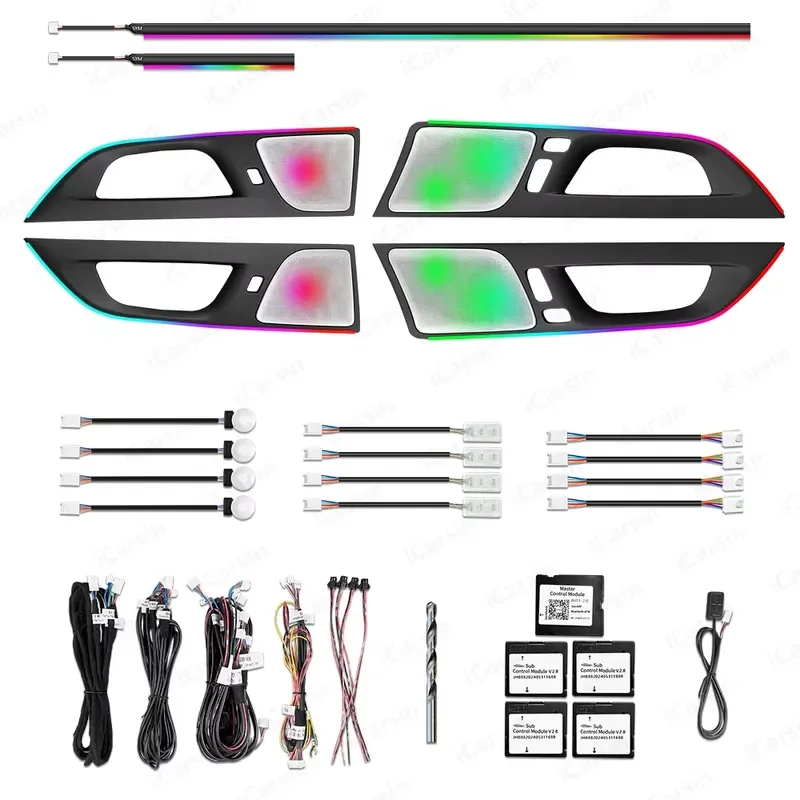 ICarsin Upgrade 256 Color LED Car Interior Ambient Lighting for S60/V60 2018-2025 Strip Accessories Decoration