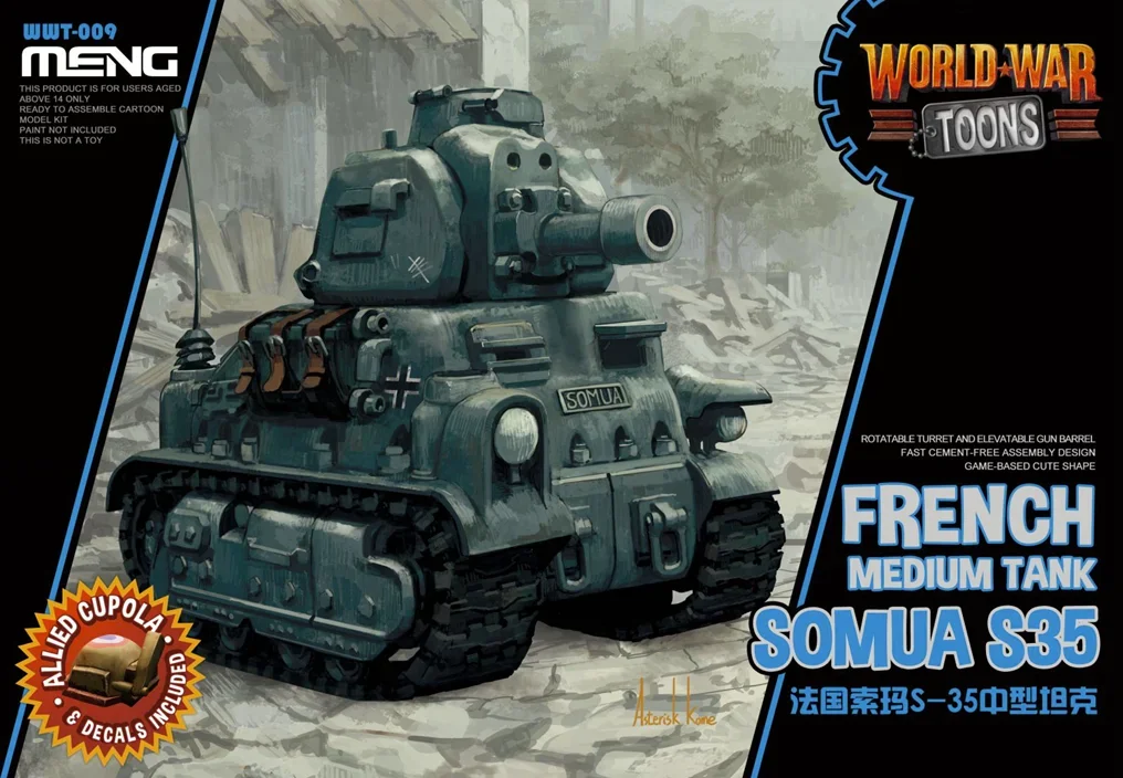 MENG WWT-009 Cute French Soma S-35 Medium Tank Glue-Free Color Separation