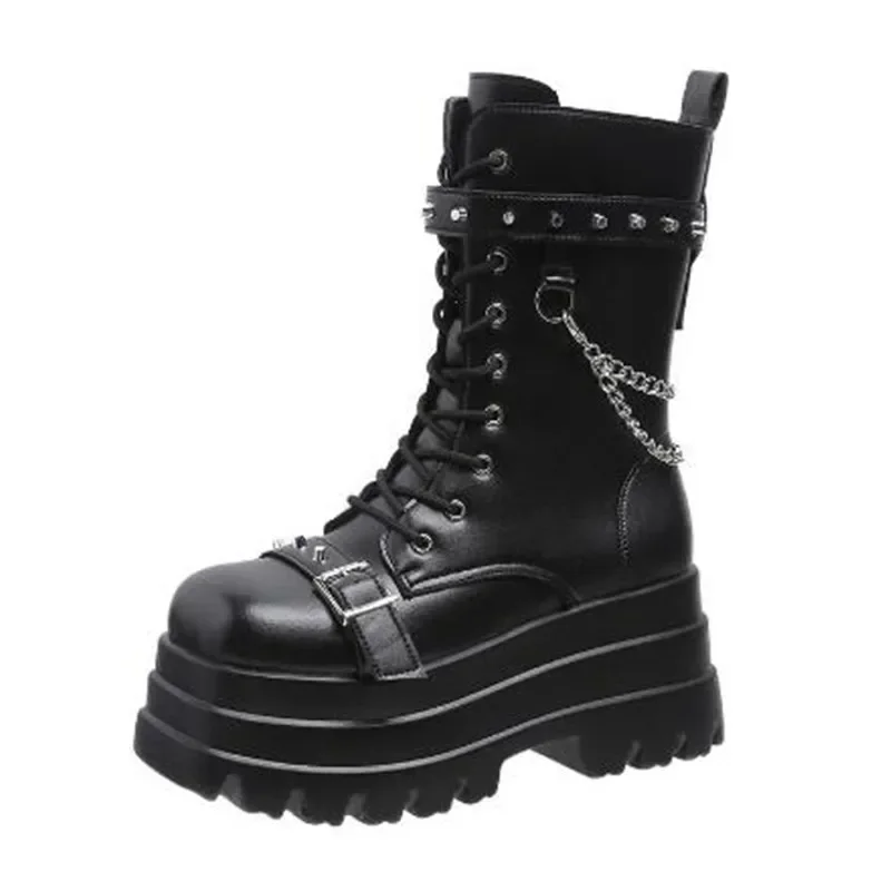 New Autumn Luxury Winte Platform Women Ankle Boots Gothic Style Cool Women Combat Boots Brand Street Women Shoe Boot Big Size 42