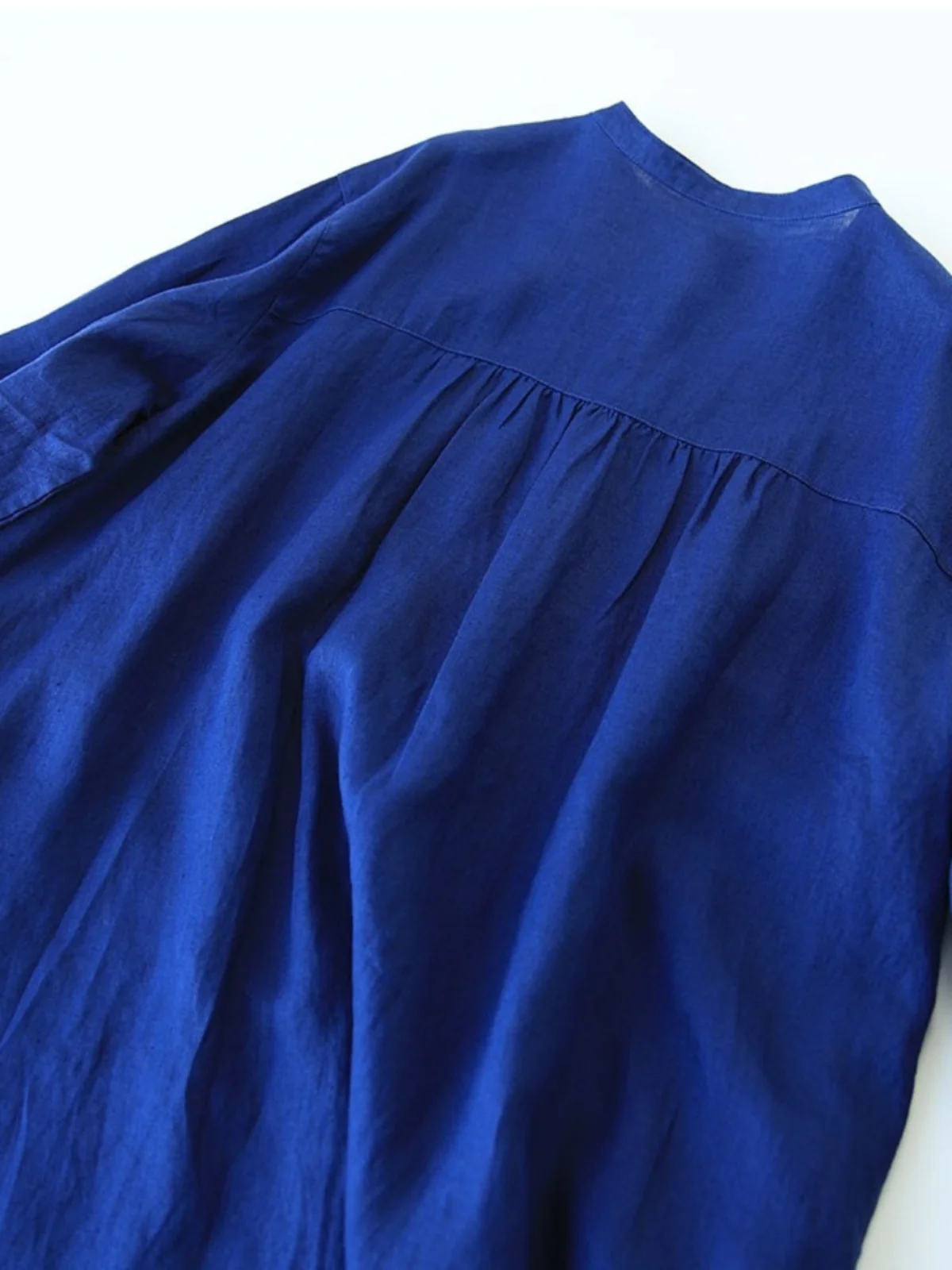 Women's Long irt Dr Pure Linen Cotton Linen Loose Fit Stand Collar Summer 2024  Color Casual Forest System