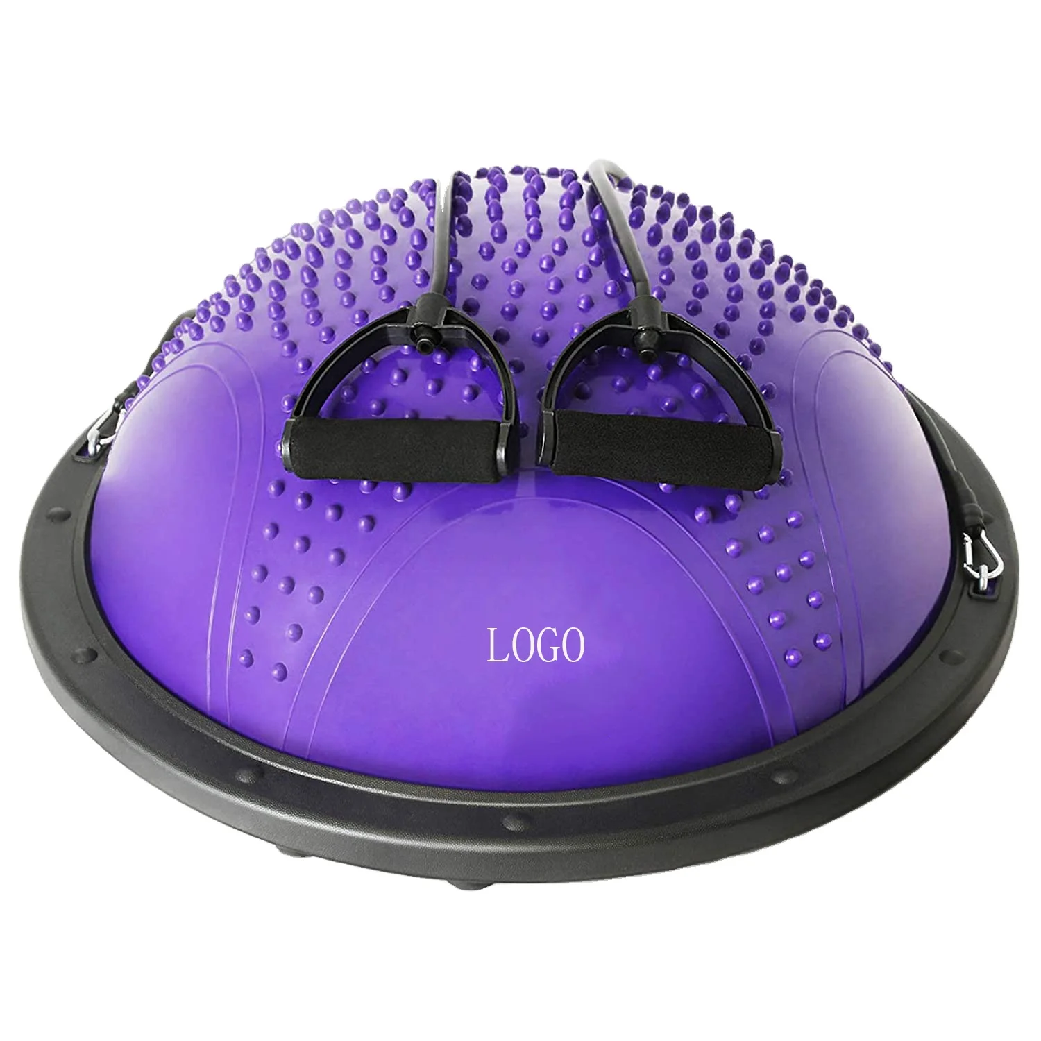 

46/58cm Anti Slip Balance Ball Custom LOGO Trainer Half Yoga Exercise Bosuing Ball with Resistance Bands Foot Pump 2