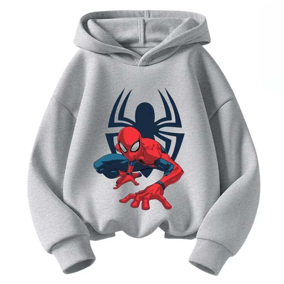 

2026 Marvel Superhero Spider-Man Printed Boy Clothes Autumn and Winter High Quality Comfortable Warm Hooded Sweatshirt