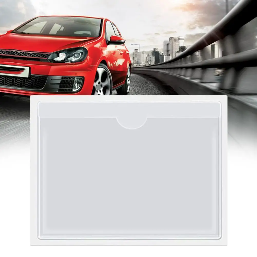 1/2/4pc Self-Plastic Adhesive Clear Card Holder Windshield Parking Permit Card Bag Plastic Card Cover Pocket