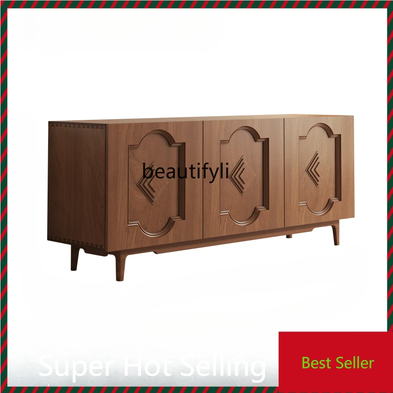 New Chinese Style Solid Wood Sideboard Small Apartment Entrance Cabinet Balcony Door Home Locker Economical Modern Minimalist