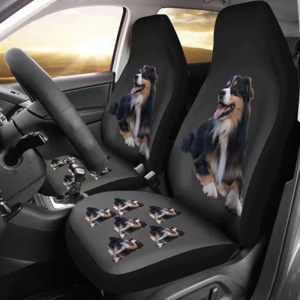 Australian Shepherd Black Car Seat Cover 091706,Pack of 2 Universal Front Seat Protective Cover