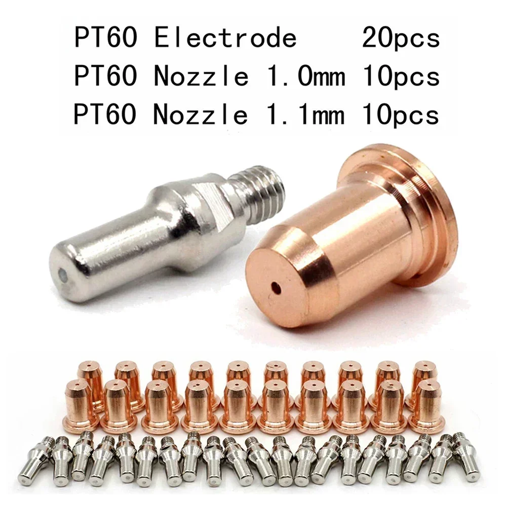 

40pcs Plasma Nozzle 1.0mm 1.1mm Electrode 52582 51313P1.0 51313P1.1 For IPT-60 PT60 PT40 IPT-40 Cutting Torch