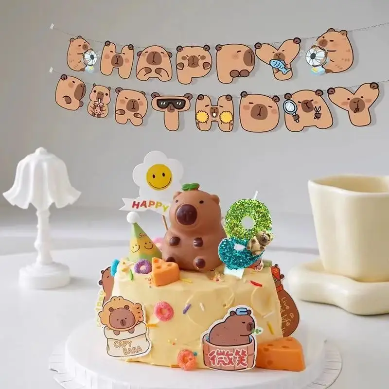 Bonita vela de capibara con números de 0 a 9, adorno para tarta, vela Digital de cumpleaños para niños, decoración para fiesta de cumpleaños, Baby Shower, dibujos animados